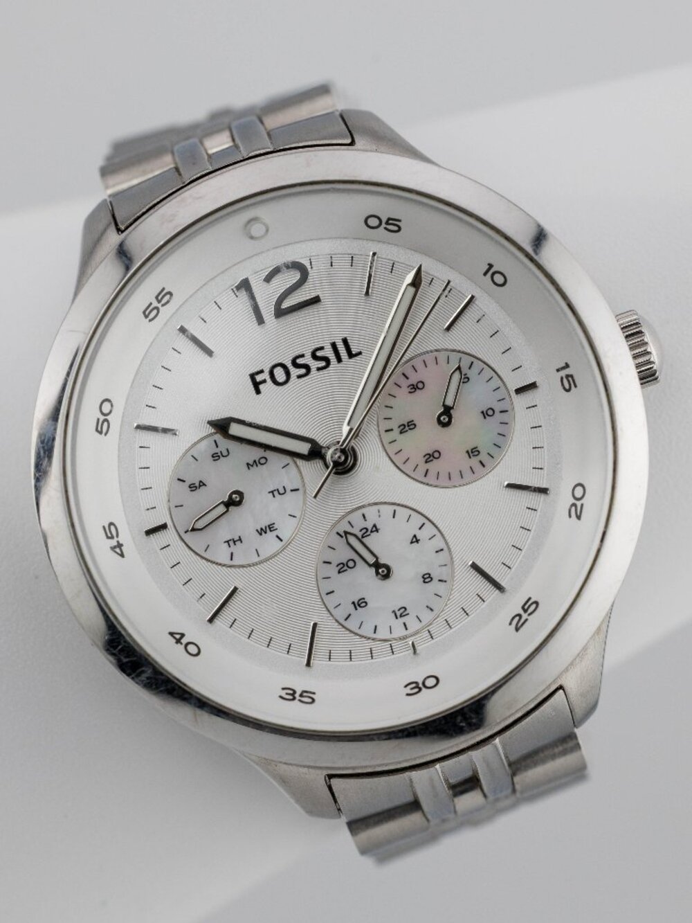Fossil ES3239 Editor Silver Multifunction Quartz Analog Women’s Fresh Battery
